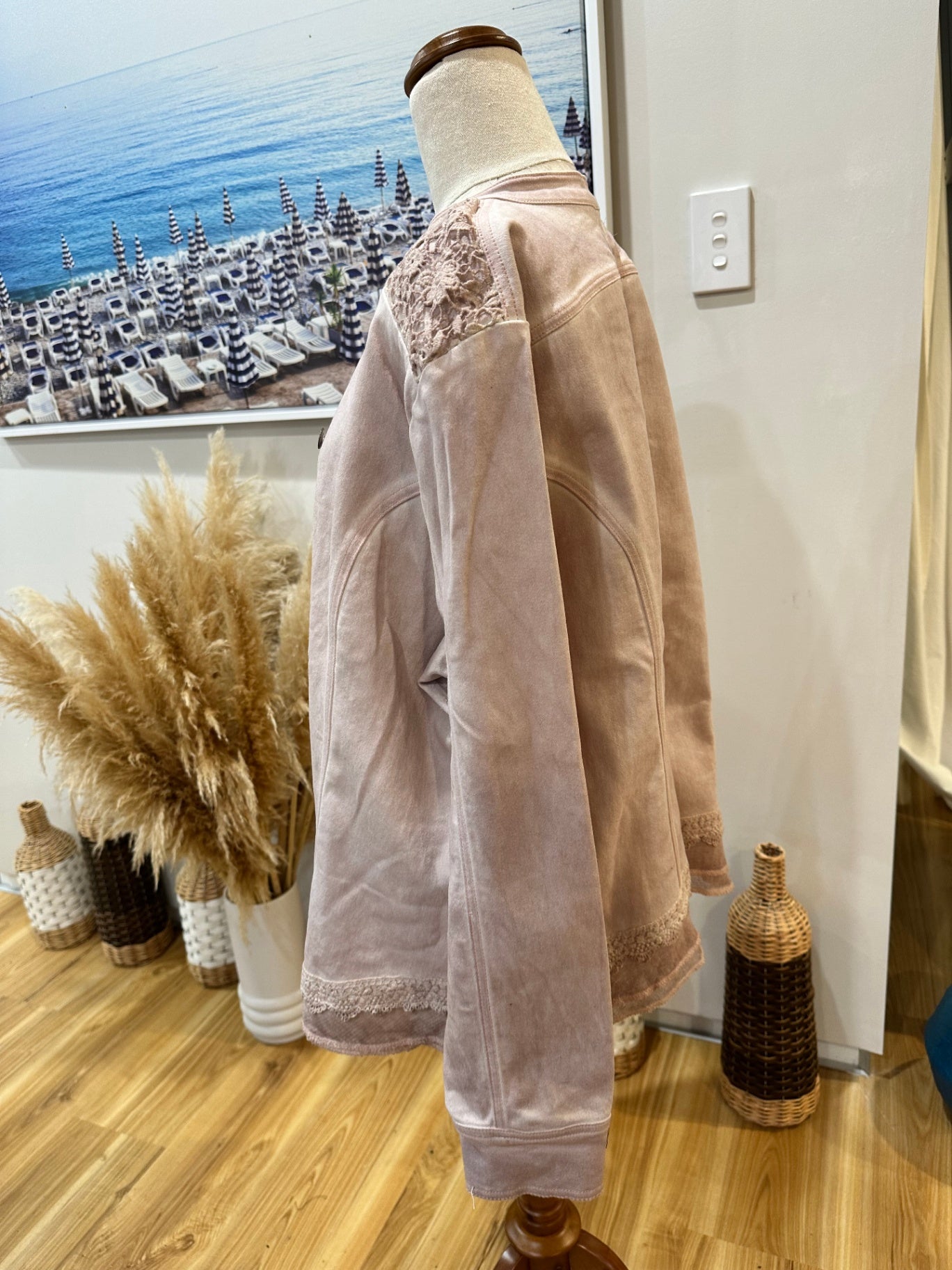 [SALE] Heine - Denim Jacket (size 46) Large - Light Pink