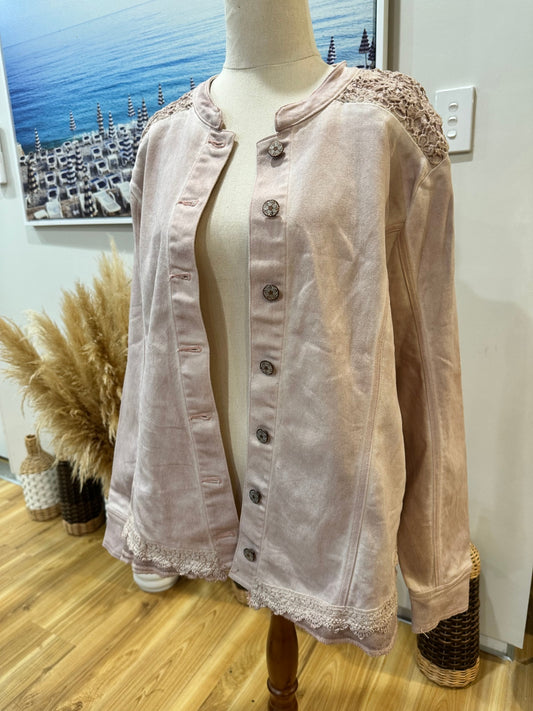[SALE] Heine - Denim Jacket (size 46) Large - Light Pink