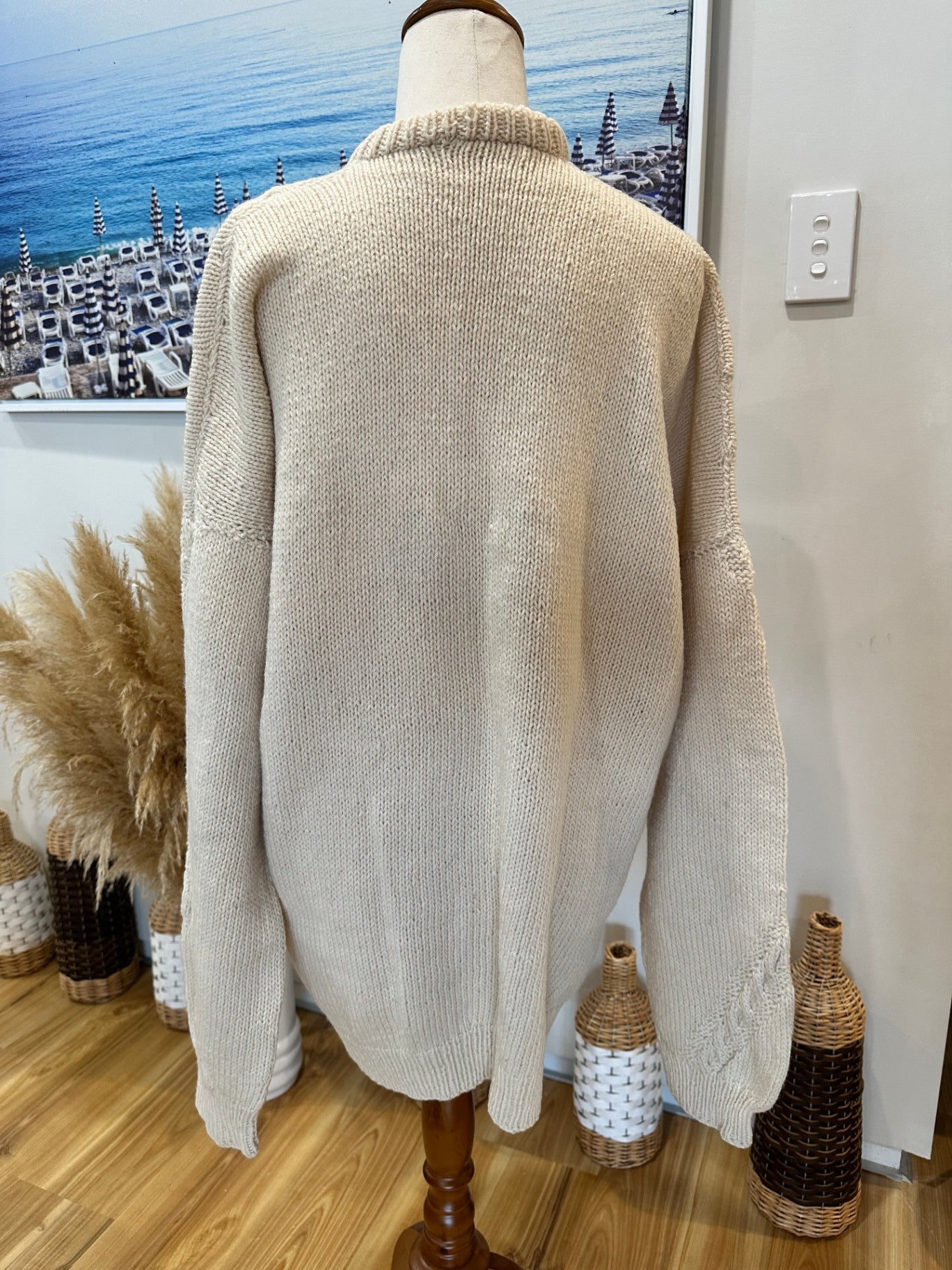 [SALE] Vintage Jumper - Hand knitted - Medium / Large Beige