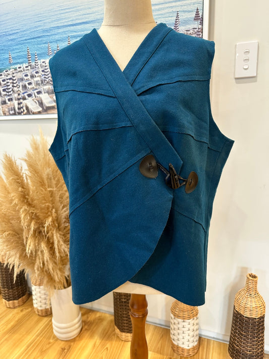 Vest - Teal with felt like fabric - size 16