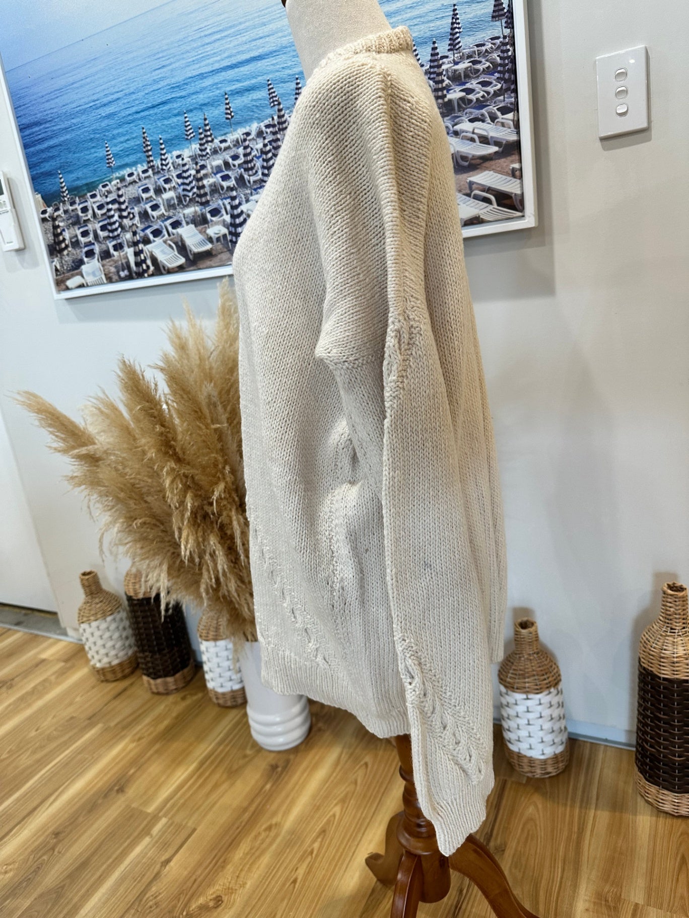 [SALE] Vintage Jumper - Hand knitted - Medium / Large Beige