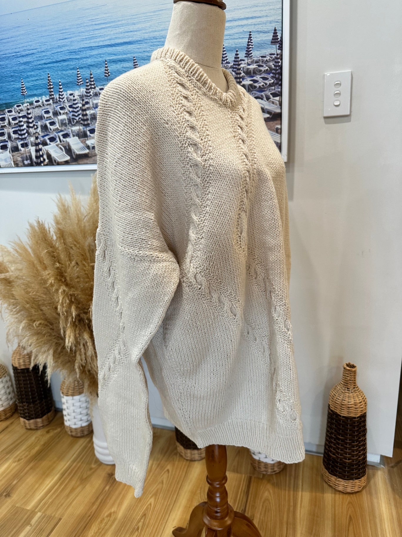 [SALE] Vintage Jumper - Hand knitted - Medium / Large Beige