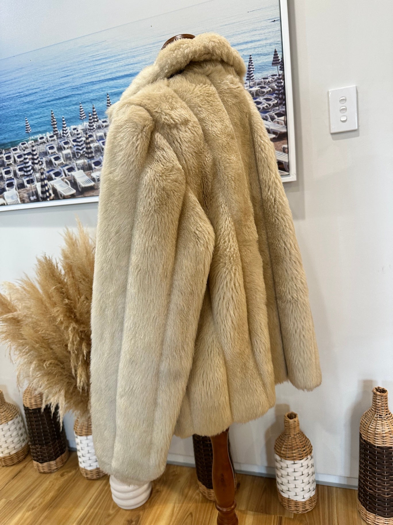 [SALE] Vintage Coat - Faux Fur - Beige