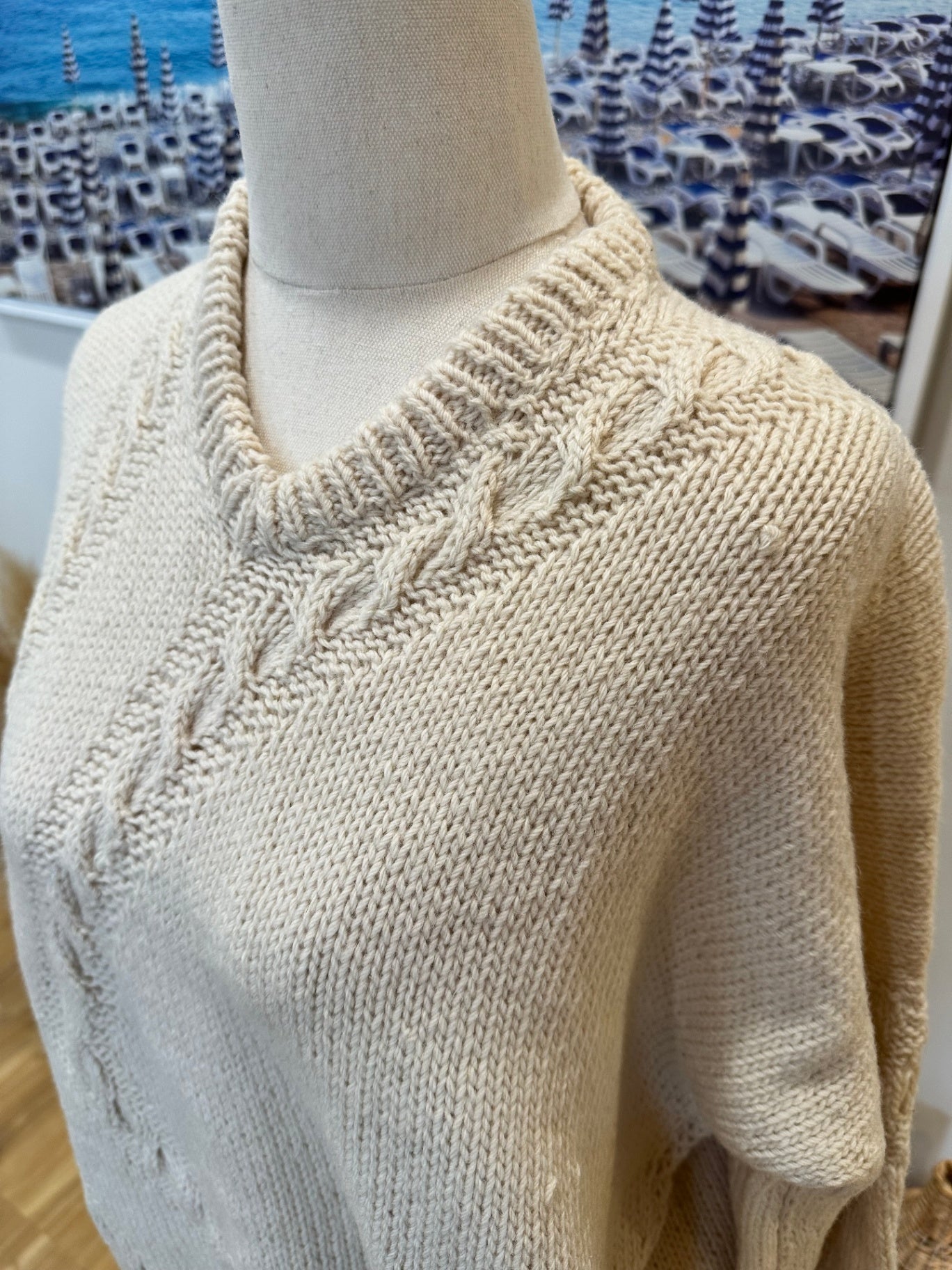 [SALE] Vintage Jumper - Hand knitted - Medium / Large Beige