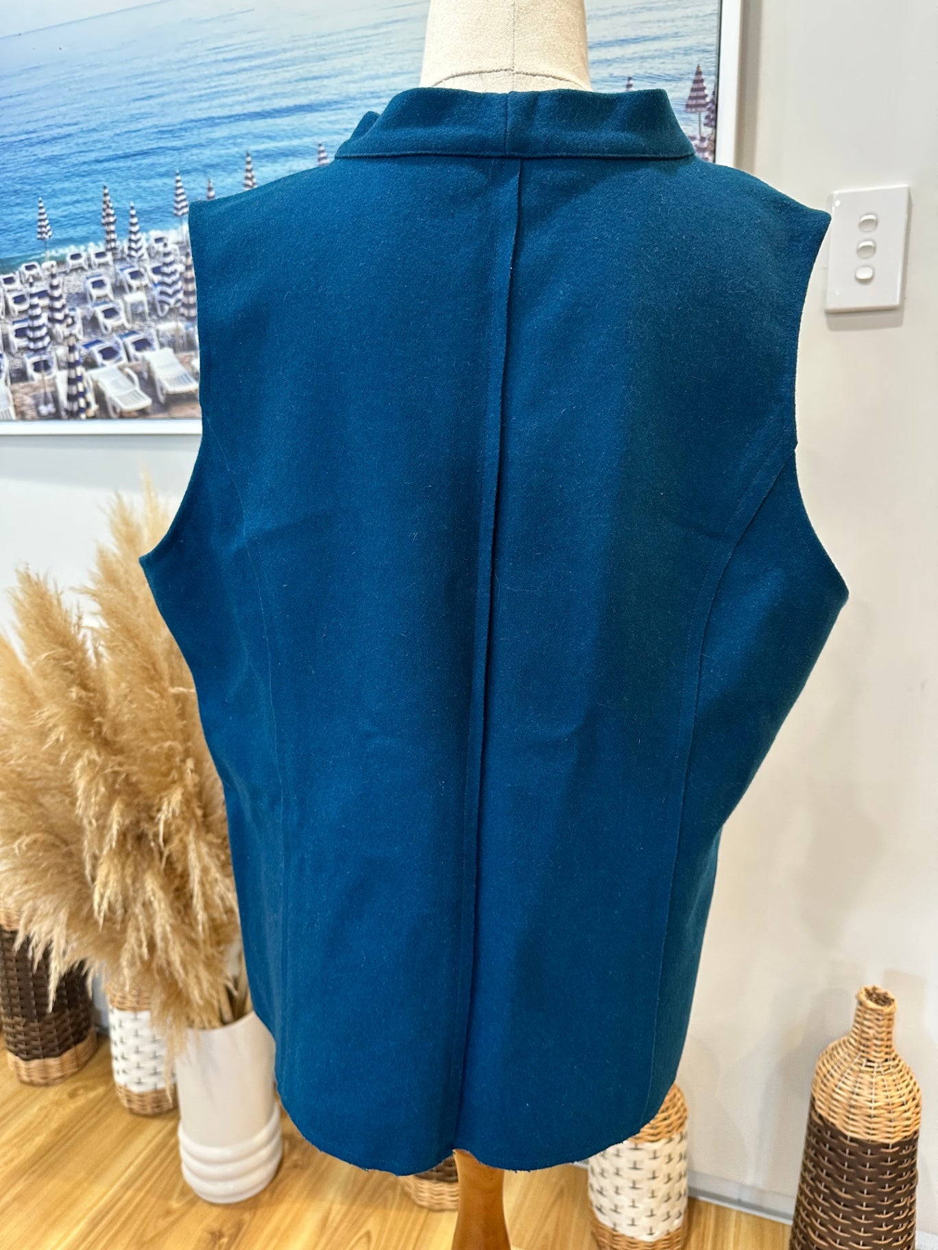 [SALE] Vest - Teal with felt like fabric - size 16