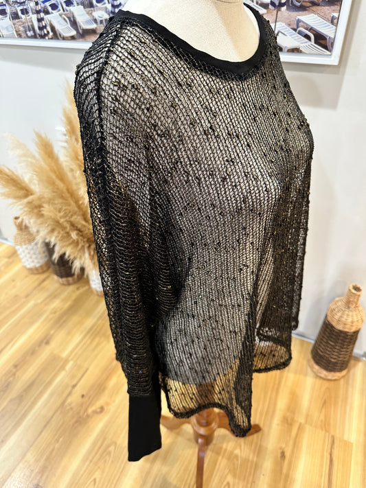 Democracy - Black & Gold - Mesh Top