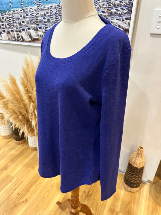 North South - Merino Top - Extra Large - Blue