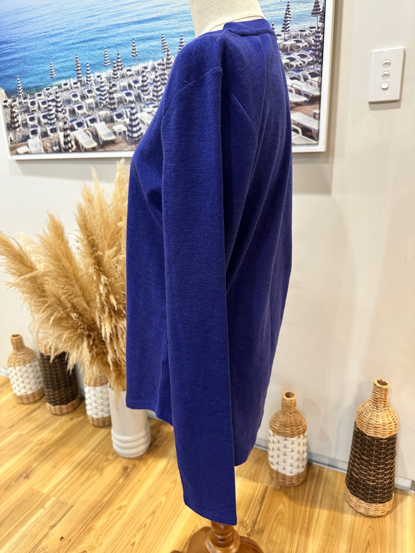 North South - Merino Top - Extra Large - Blue