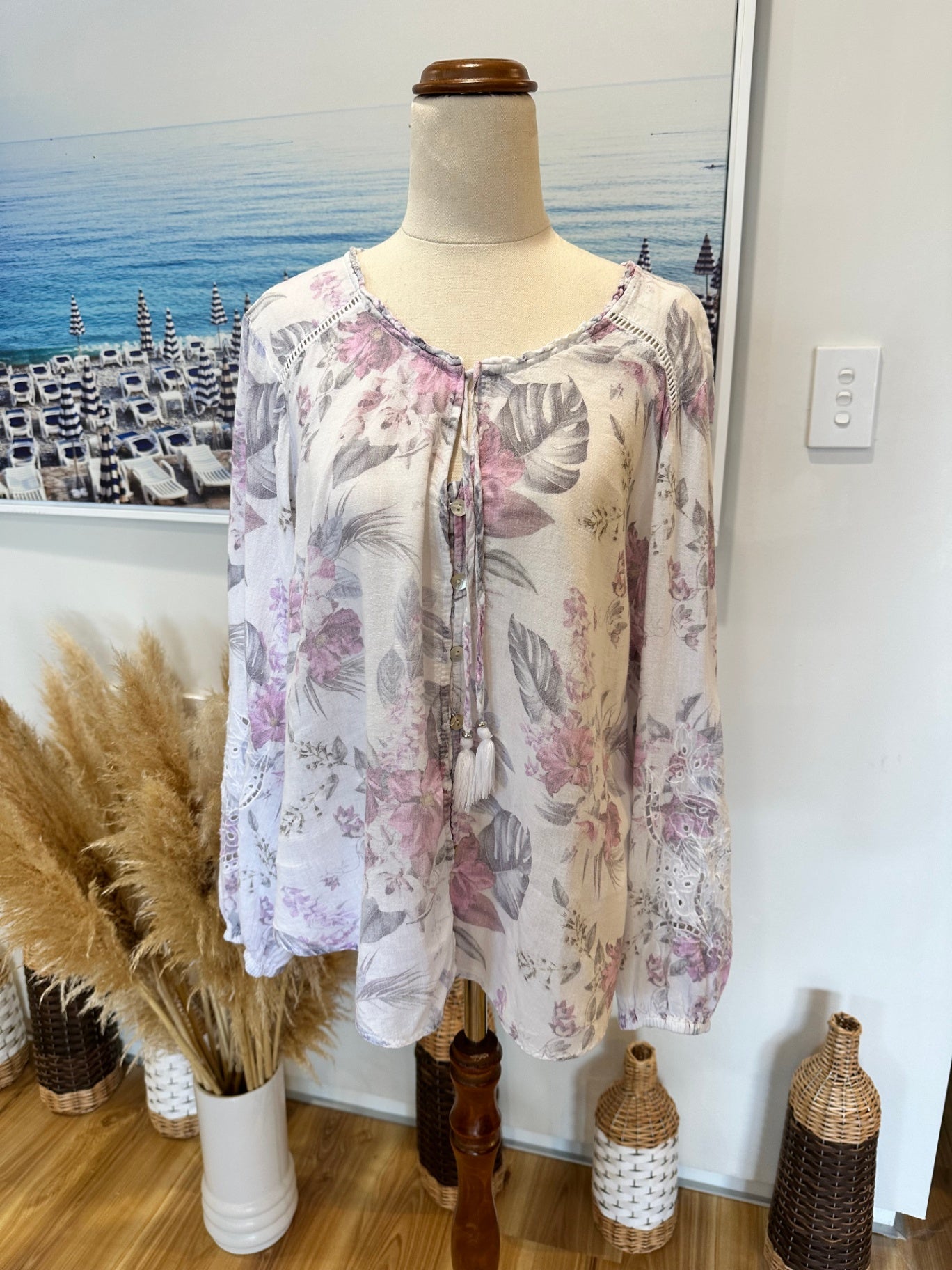 Just Jeans - Boho Top - Size 16 - 55% Linen