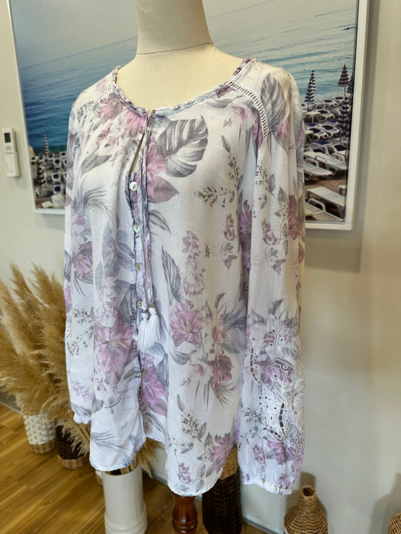 Just Jeans - Boho Top - Size 16 - 55% Linen