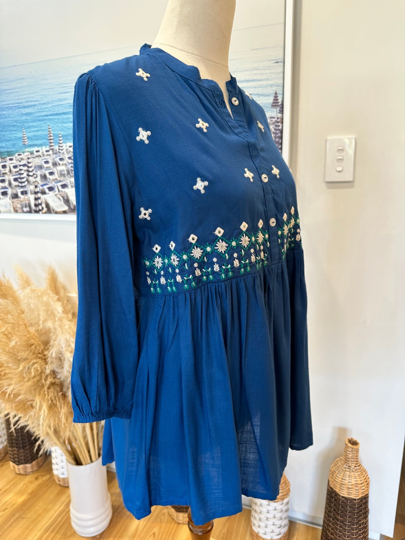[SALE] ASYBUY - Boho Blouse - Small Blue