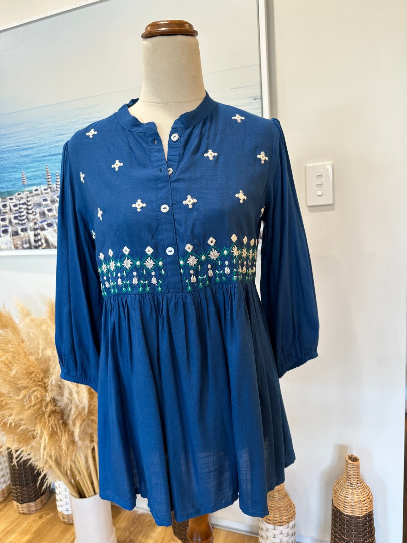 [SALE] ASYBUY - Boho Blouse - Small Blue