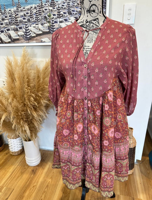 [SALE] Spell - Utopia - Mini Dress - Extra Small - Pink with yellow accents
