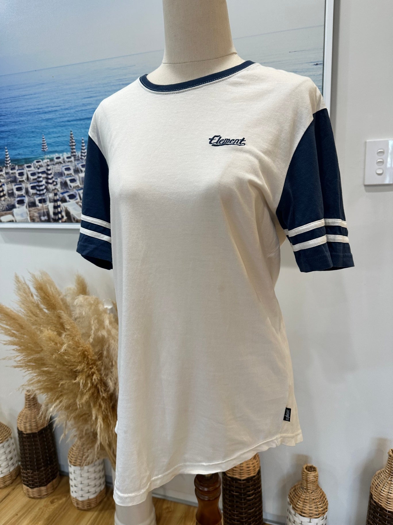 [SALE] Element - T-Shirt - Small - Cream and Navy Blue
