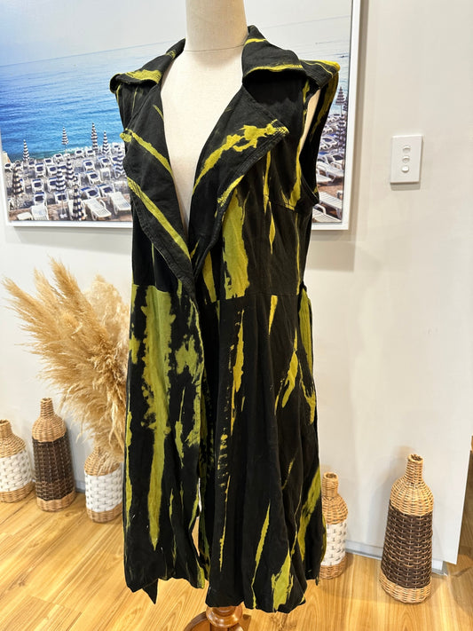 At Em Girl - Vest - Size 10 - Black and Green 'tie dye' style
