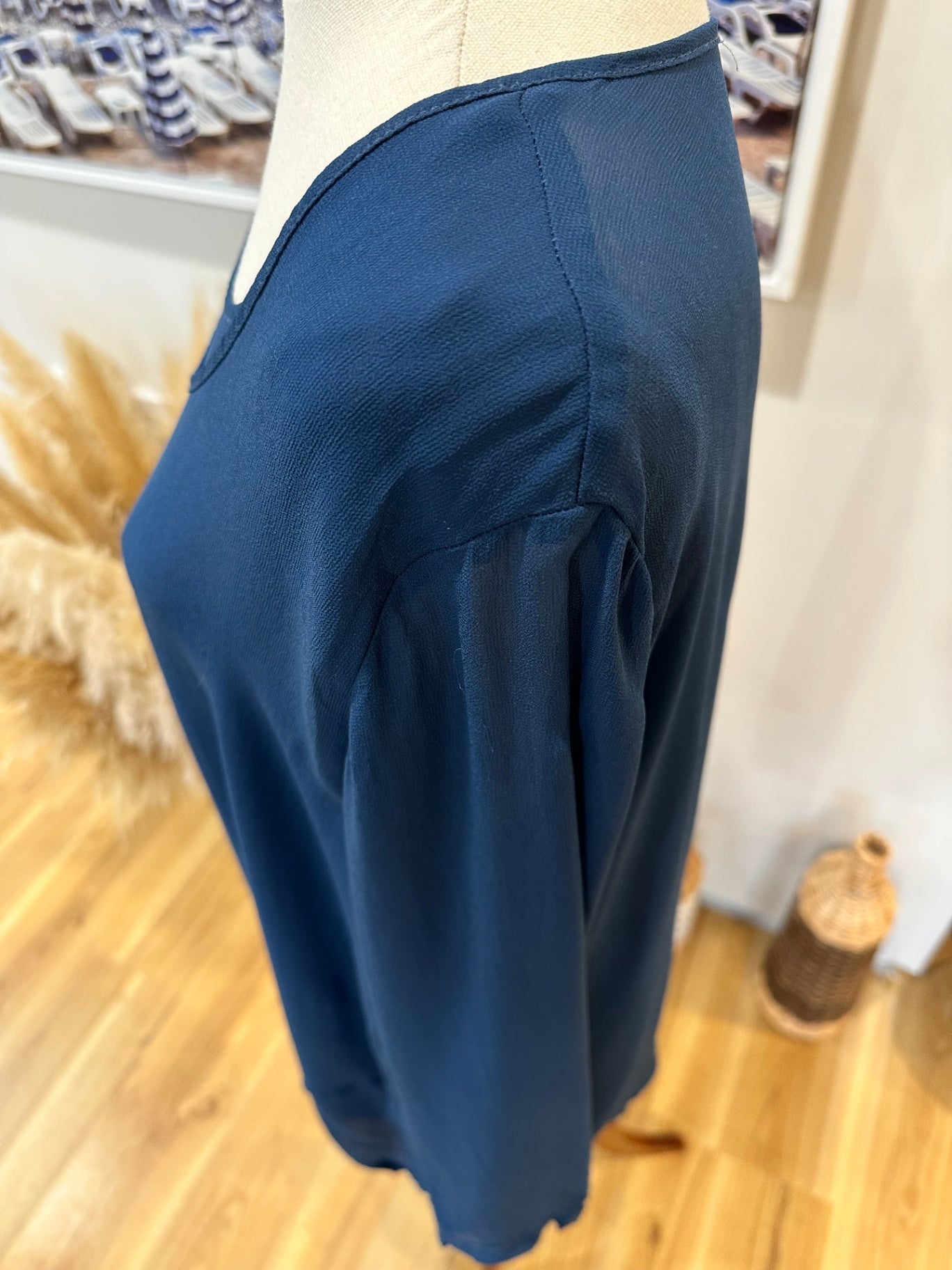 [SALE] Max - Blouse - Size 14 - Navy blue - 100% Cupro