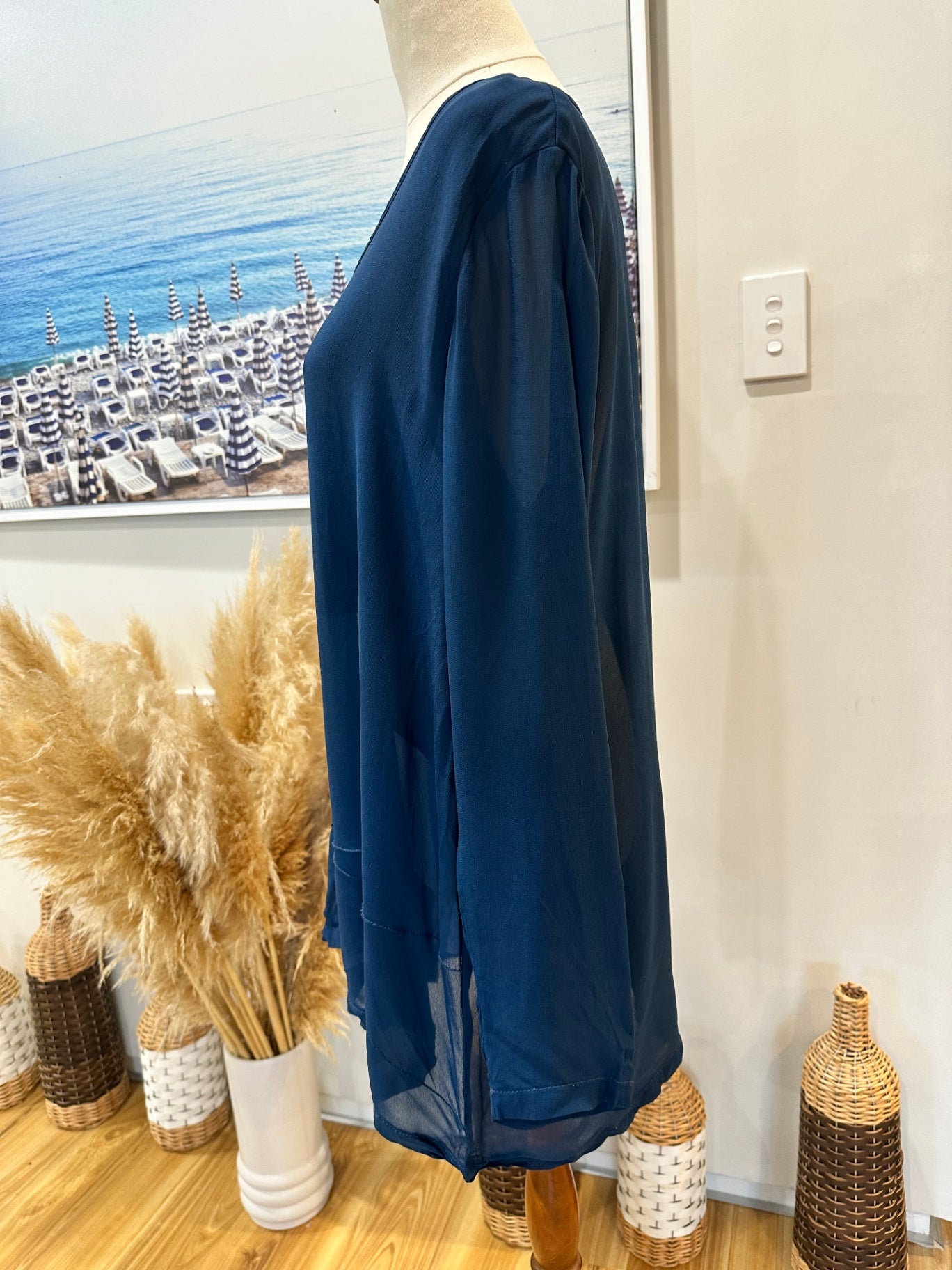 [SALE] Max - Blouse - Size 14 - Navy blue - 100% Cupro