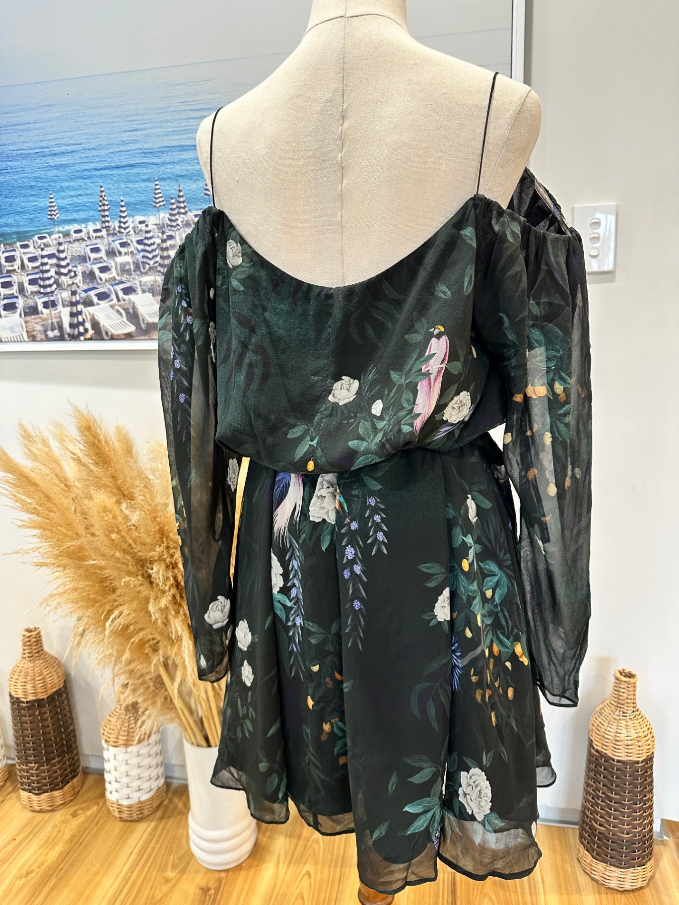 Camilla + Marc - Dress - Size 10 - Black with floral pattern