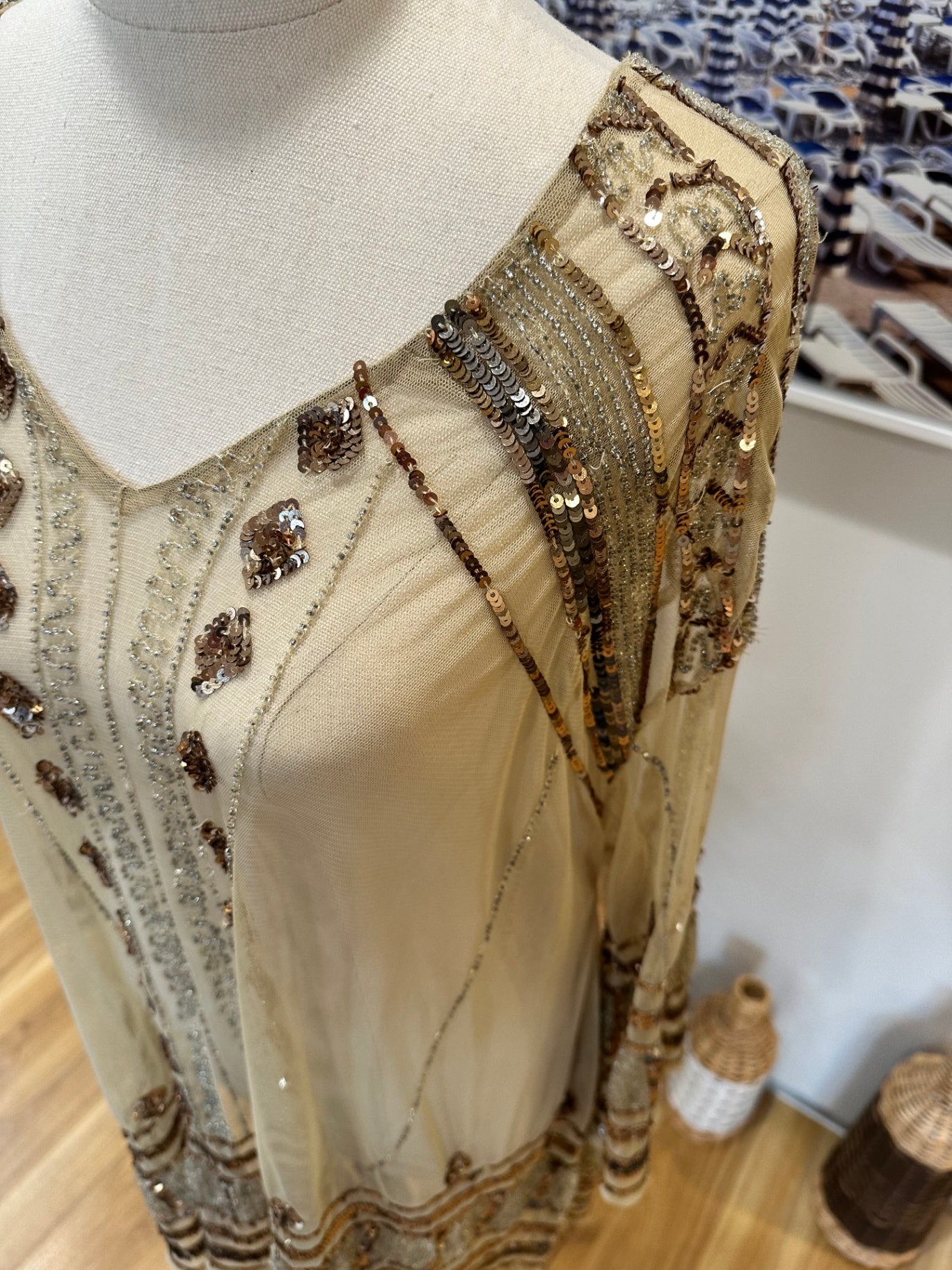 [SALE] Ruby Yaya - Sequin Top - Large - Cream & Gold