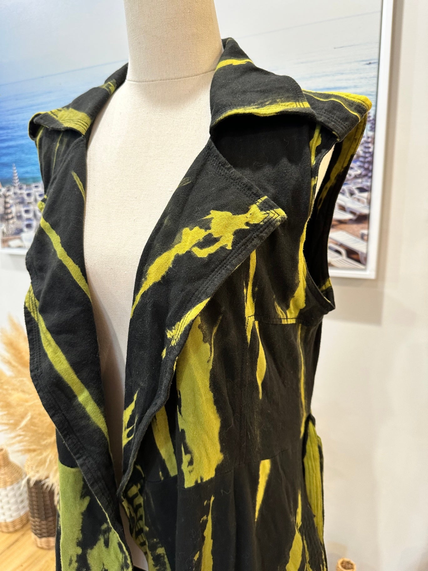 At Em Girl - Vest - Size 10 - Black and Green 'tie dye' style