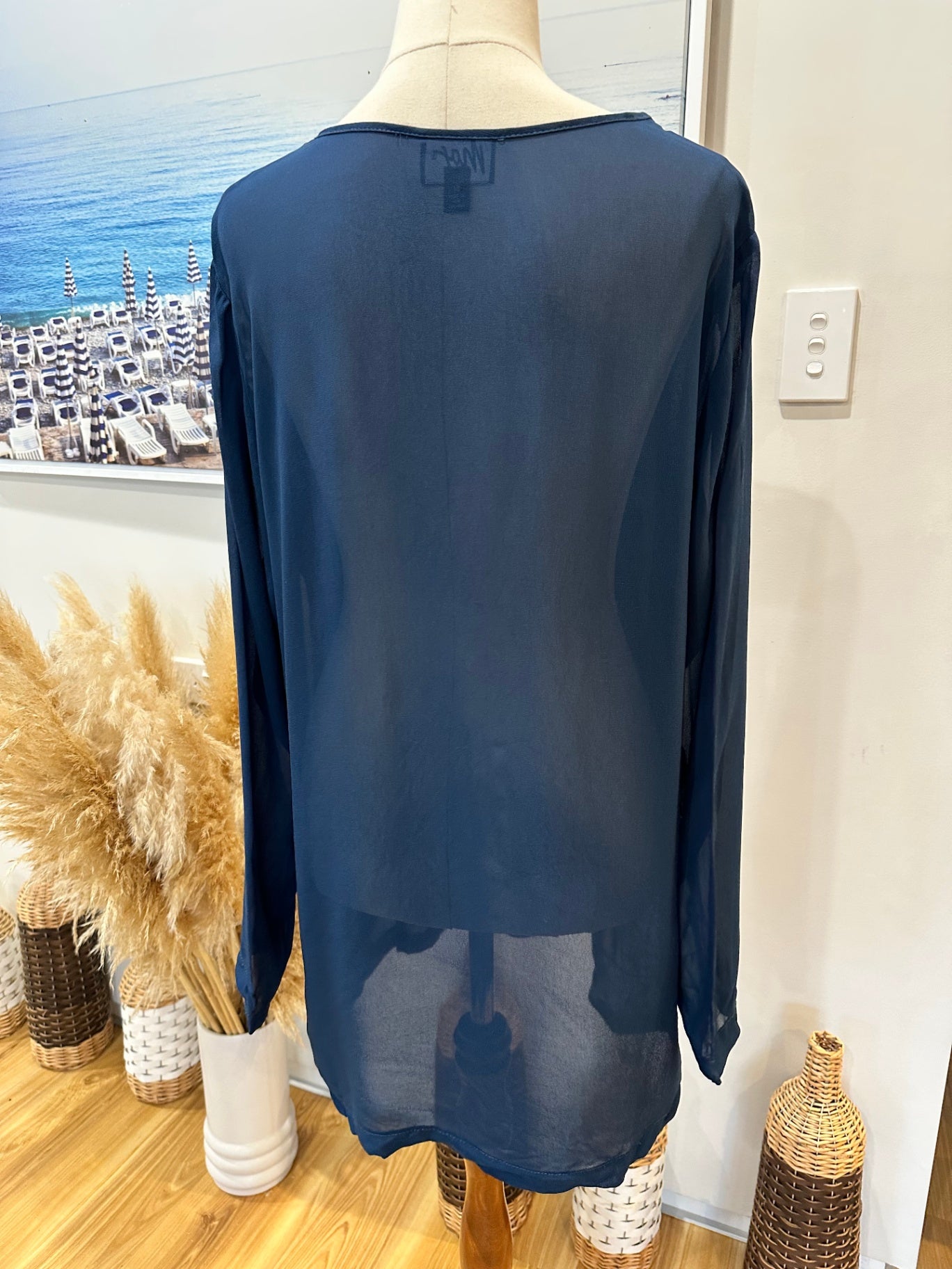 [SALE] Max - Blouse - Size 14 - Navy blue - 100% Cupro