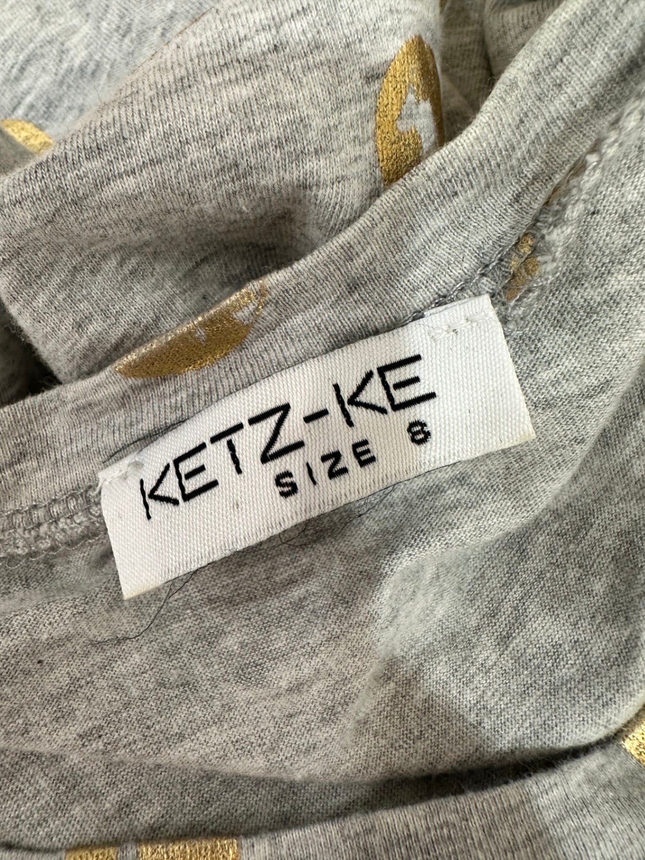 Ketz-Ke - T-Shirt - Size 8 - Grey with Gold
