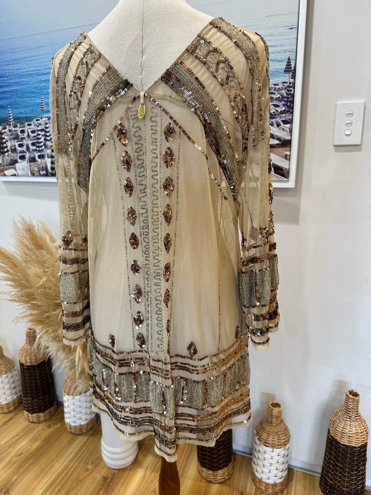 [SALE] Ruby Yaya - Sequin Top - Large - Cream & Gold