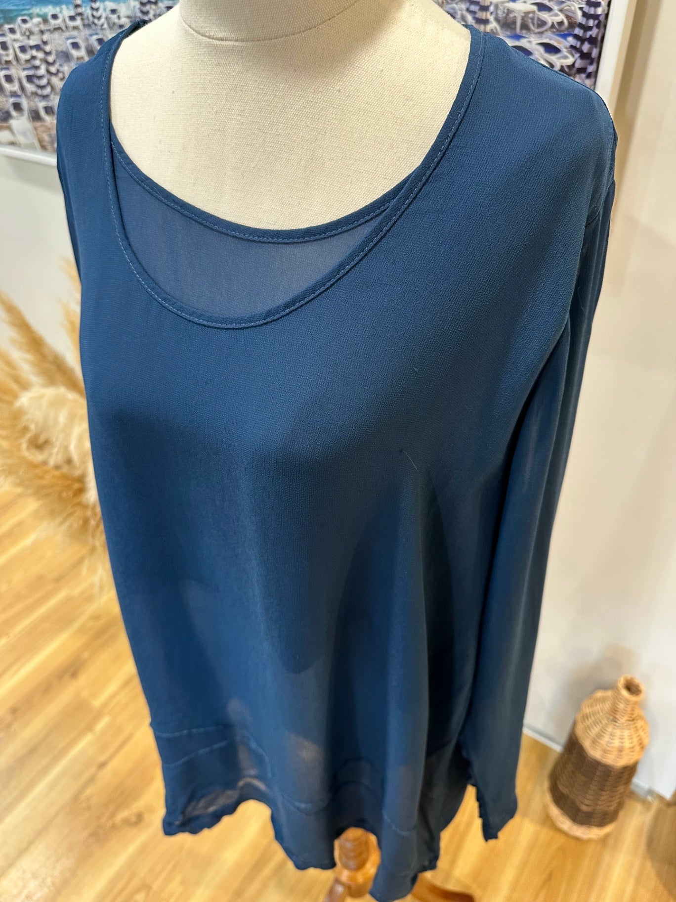 [SALE] Max - Blouse - Size 14 - Navy blue - 100% Cupro
