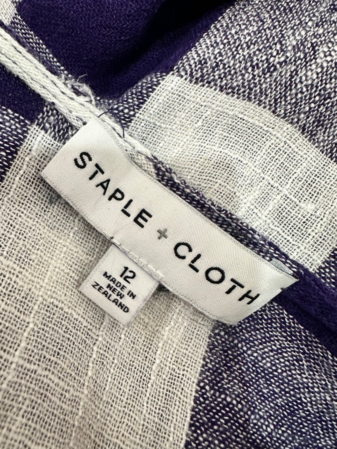 Staple + Cloth - Top - Size 12 - Blue & White - Linen Blend