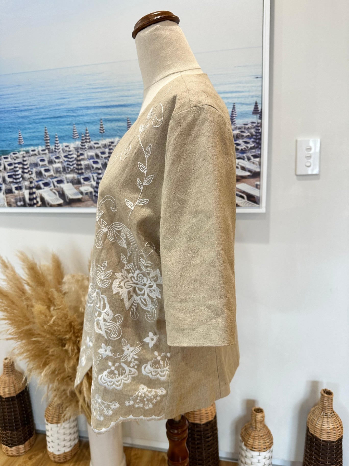 Together Blouse - Size 16 - Beige - 55% Linen + 45% Cotton