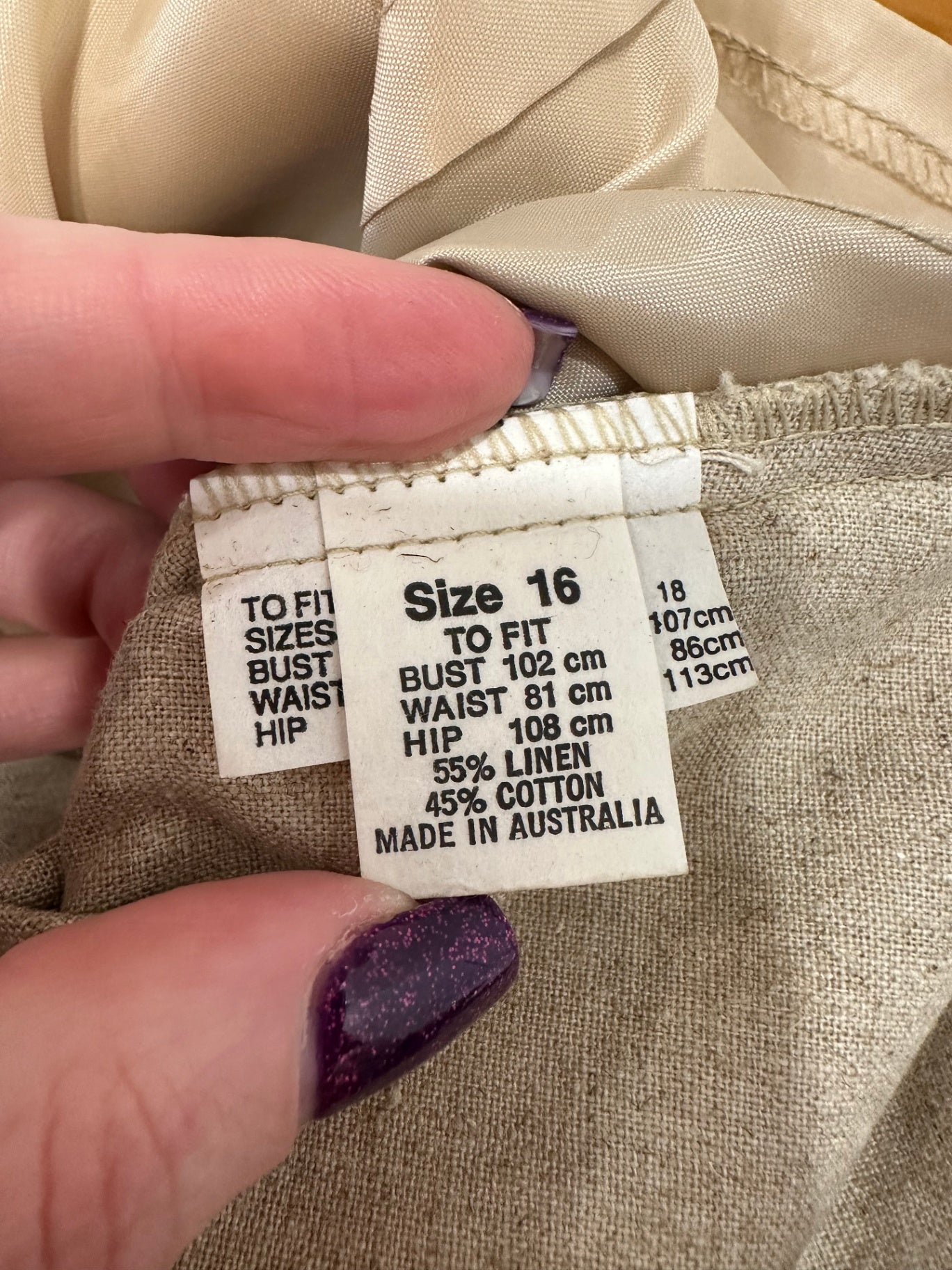 Together Blouse - Size 16 - Beige - 55% Linen + 45% Cotton