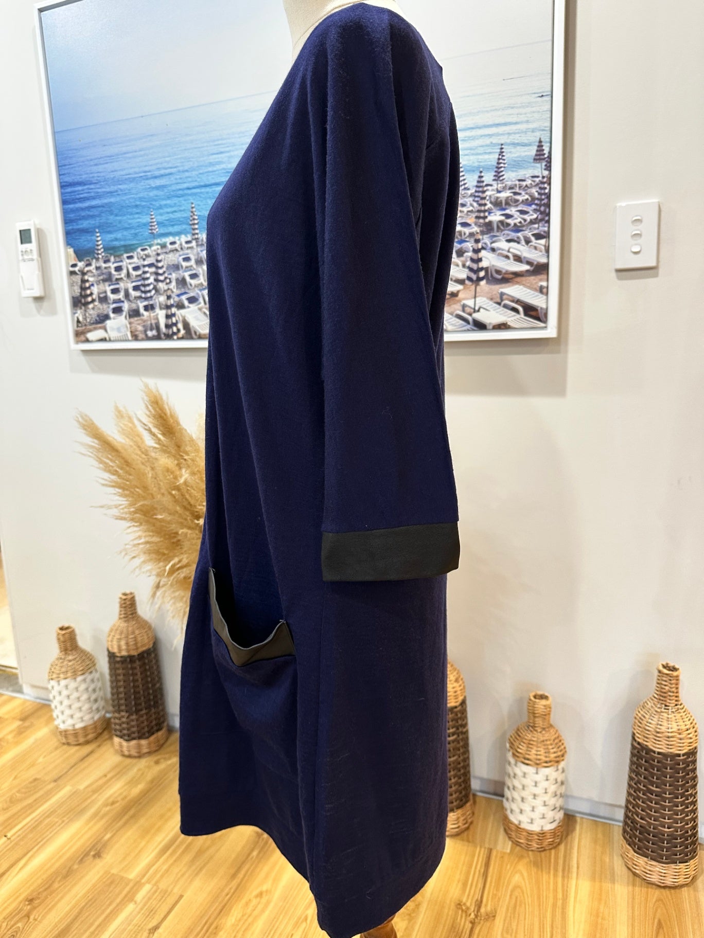 [SALE] Whistle - Tunic Dress - Small - Navy Blue - 100% wool