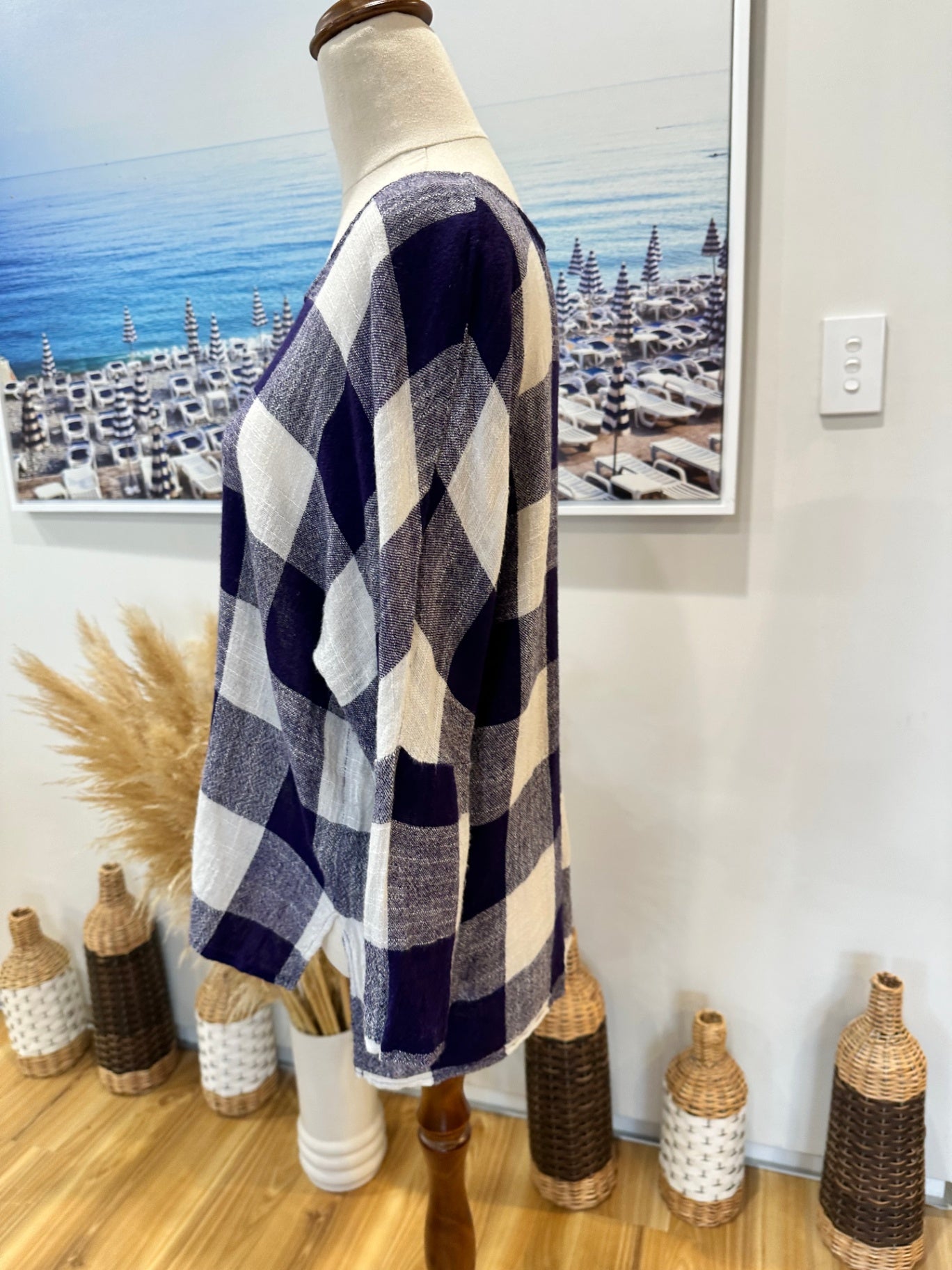 Staple + Cloth - Top - Size 12 - Blue & White - Linen Blend