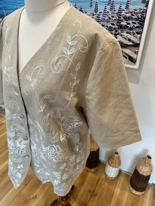 Together Blouse - Size 16 - Beige - 55% Linen + 45% Cotton