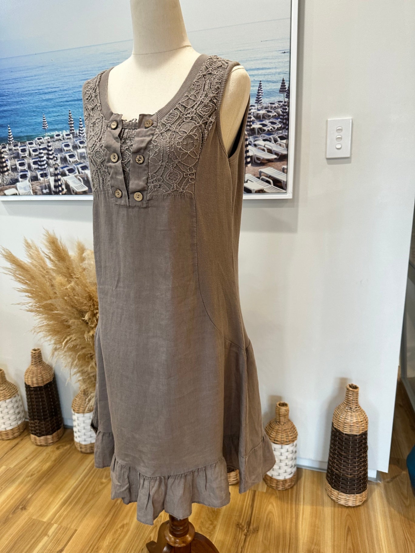 Lin Nature Dress - Made in Italy - Small