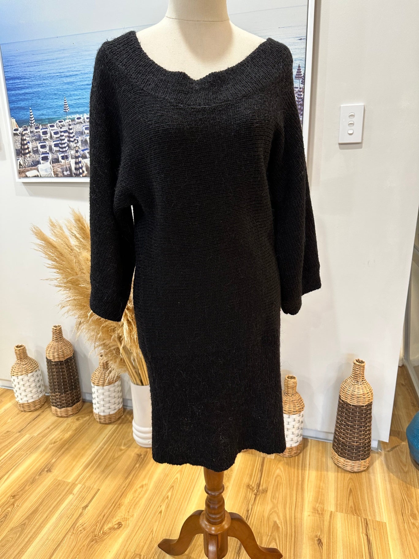Moochi - Winter Dress - Small - Black - Wool + Alpaca Blend