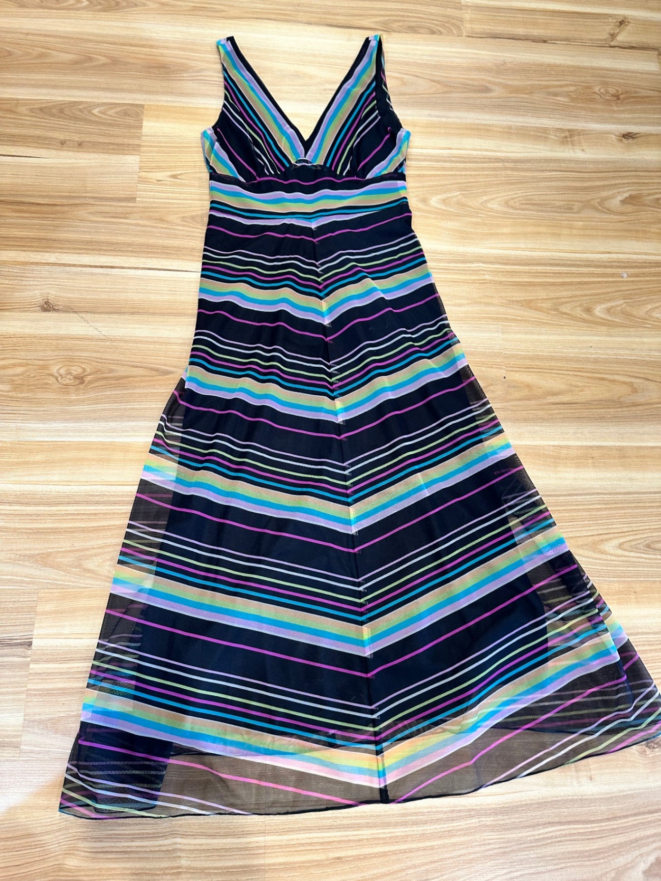 [SALE] Y2K era - Black w Pastel Stripes Dress - Extra Small