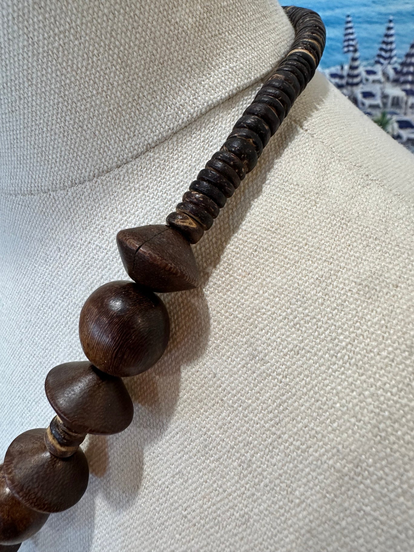 [SALE] Necklace - Brown Timber Beads of various sizes/shapes