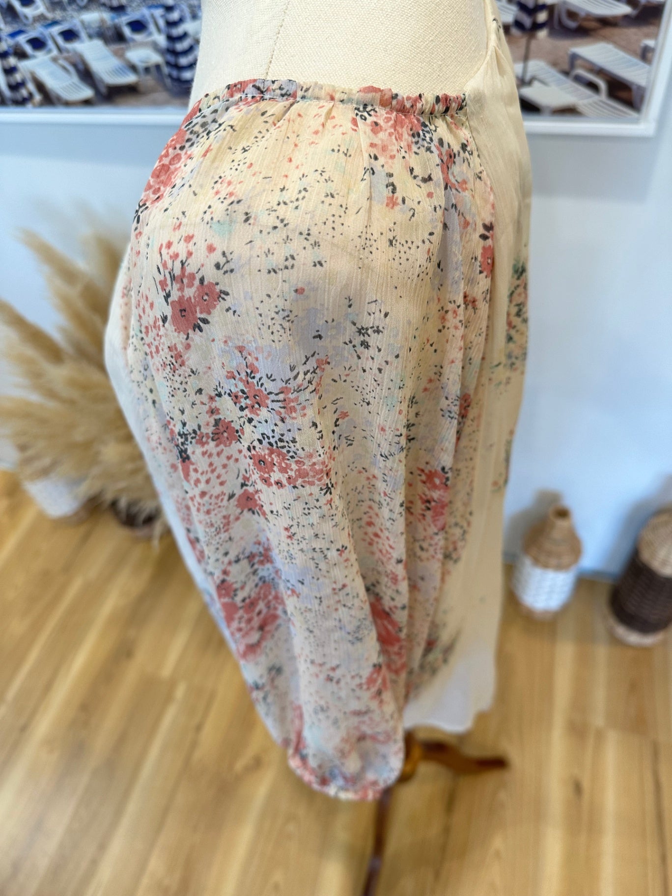 [SALE] Glassons - Bohemian Batwing Blouse - Size 8 - Cream with floral print