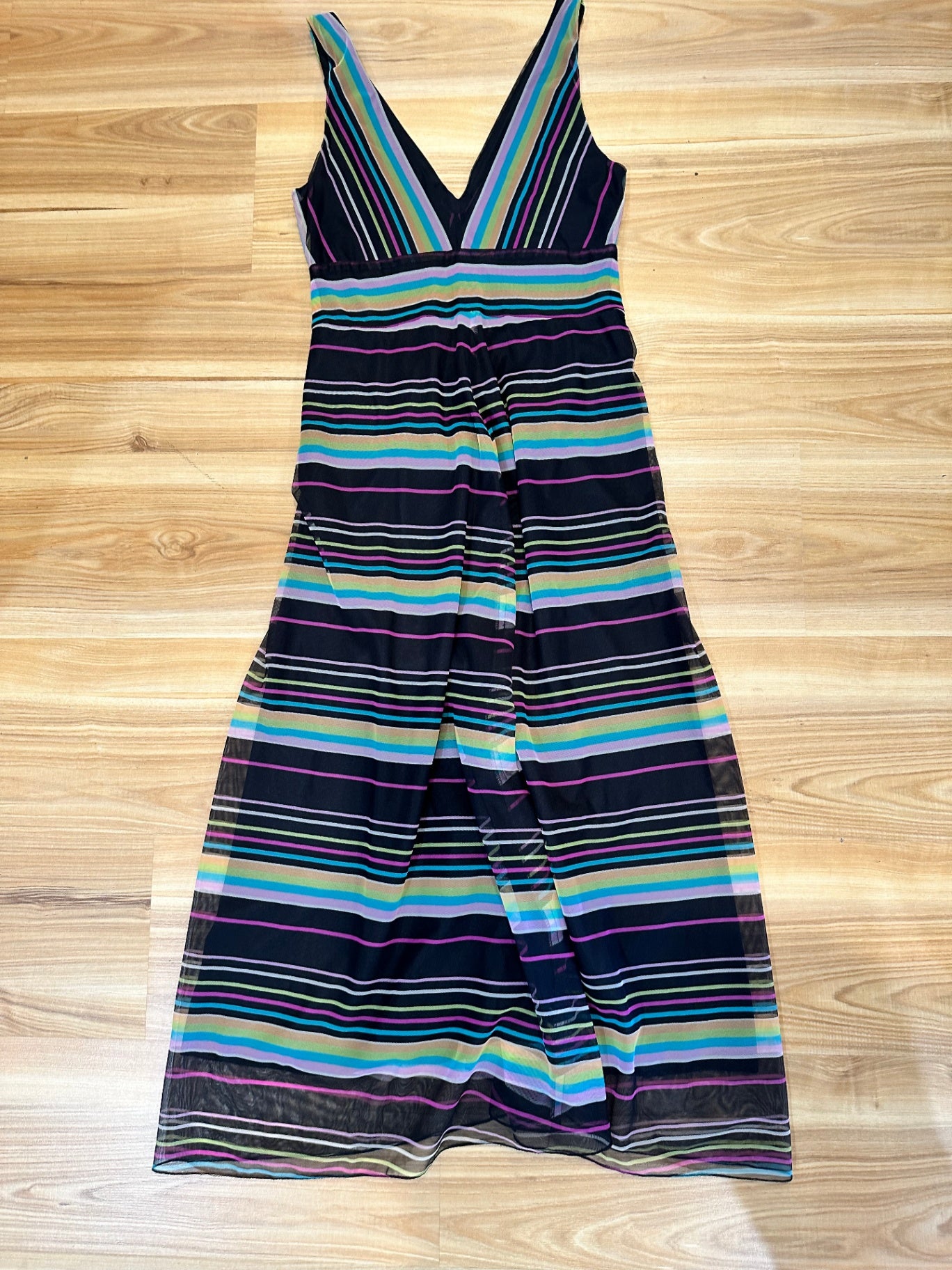 [SALE] Y2K era - Black w Pastel Stripes Dress - Extra Small