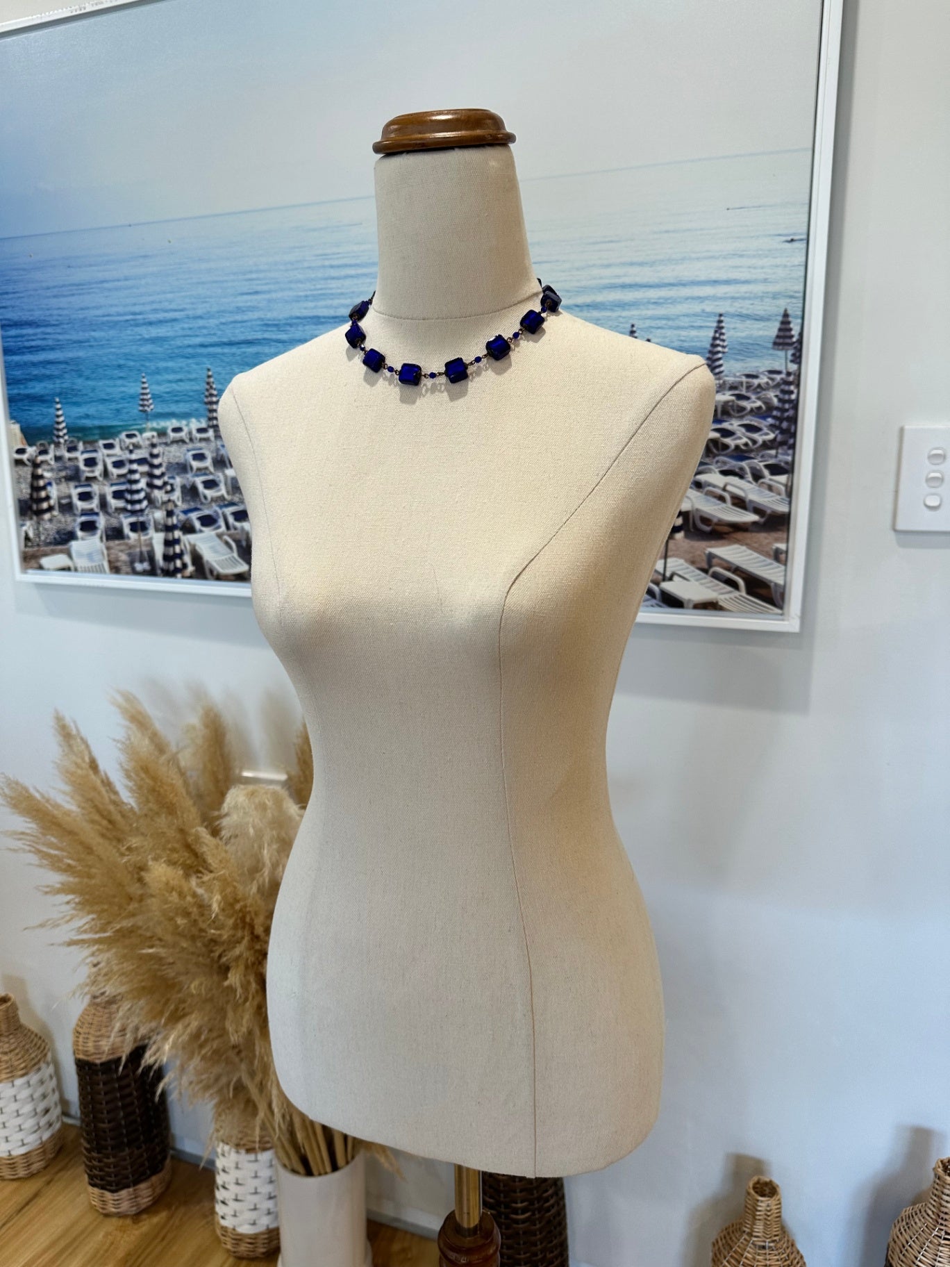 [SALE] Vintage Necklace - Blue - Glass Cubes