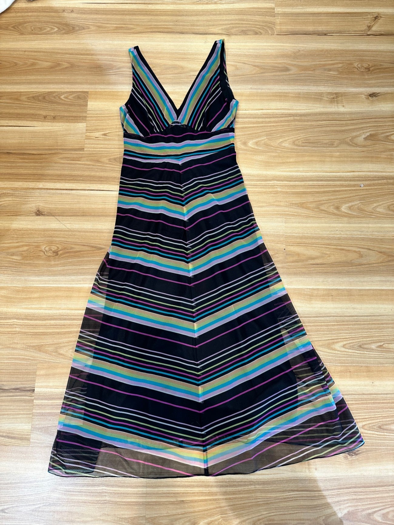 [SALE] Y2K era - Black w Pastel Stripes Dress - Extra Small