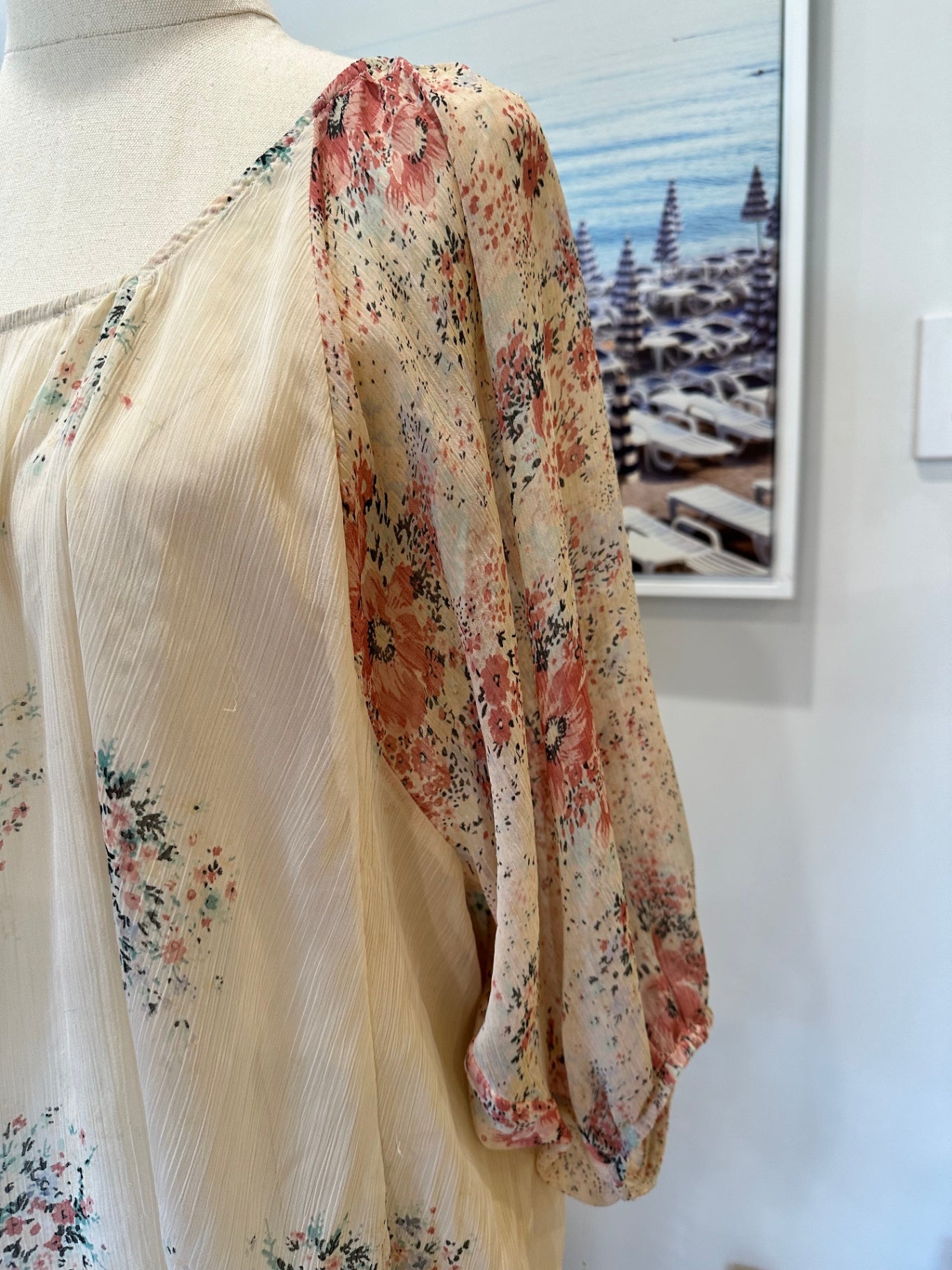 [SALE] Glassons - Bohemian Batwing Blouse - Size 8 - Cream with floral print