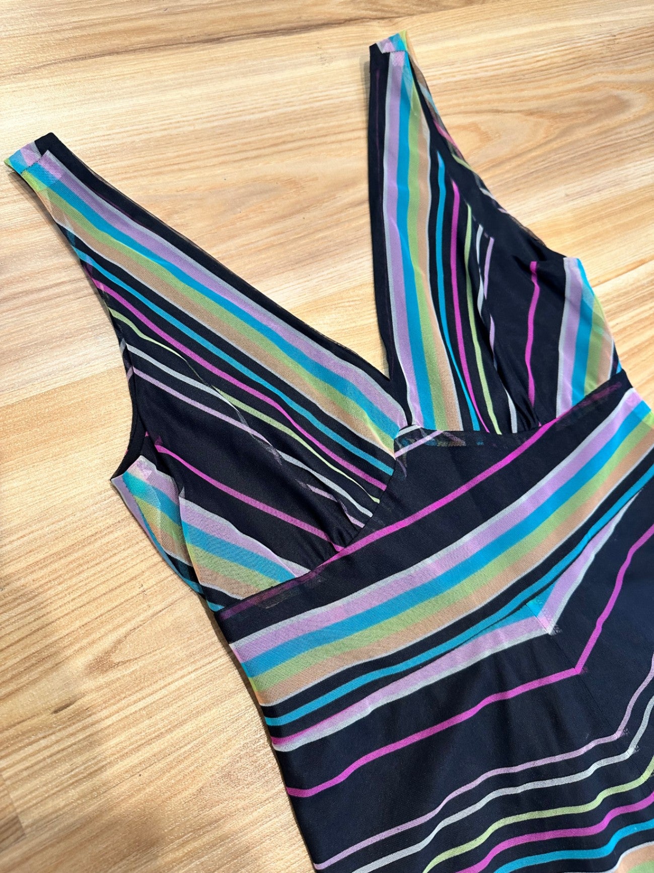 [SALE] Y2K era - Black w Pastel Stripes Dress - Extra Small