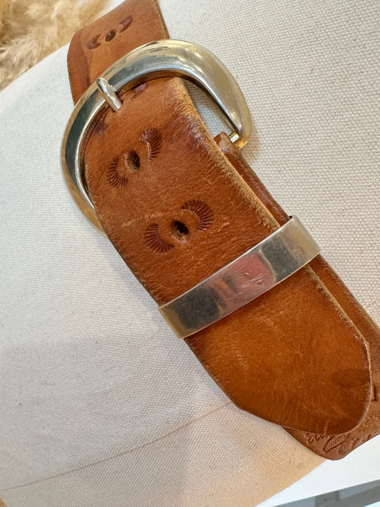 [SALE] Vintage - Leather Belt - Tan Brown w Patina