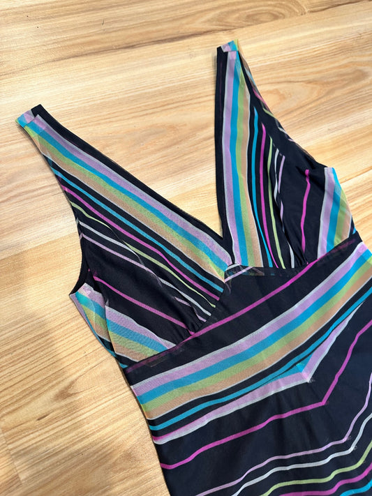 [SALE] Y2K era - Black w Pastel Stripes Dress - Extra Small