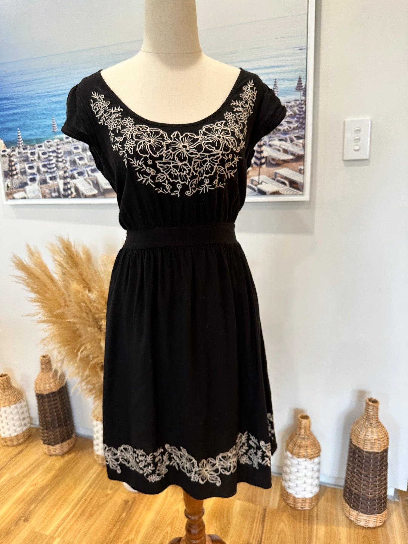 [SALE] Jeanswest - Black Boho Embroidered Dress - Size 10