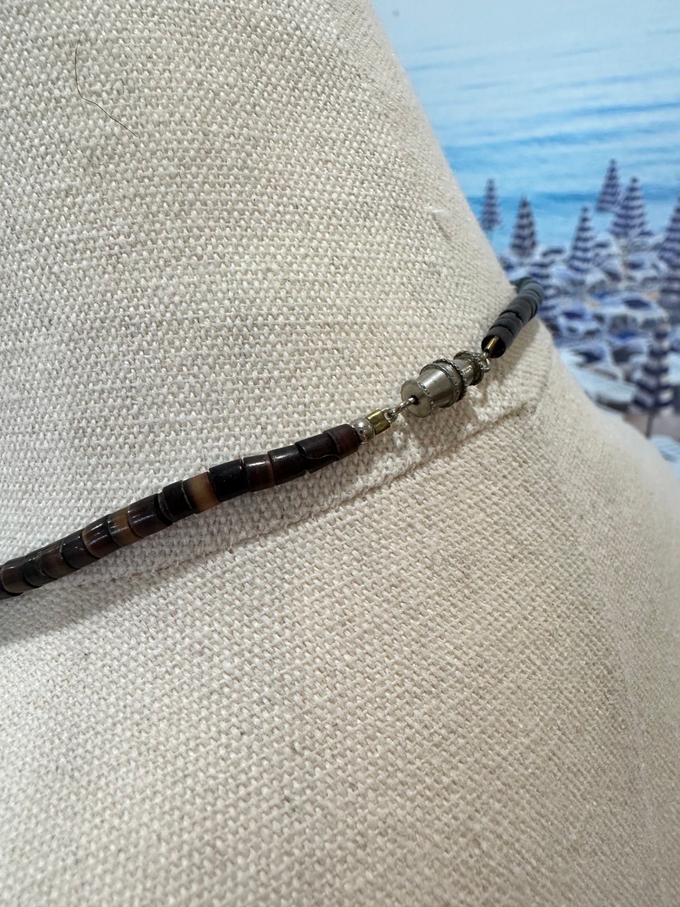 [SALE] Surf Necklace - with Triangle Pendant - Black, Beige, and Gold