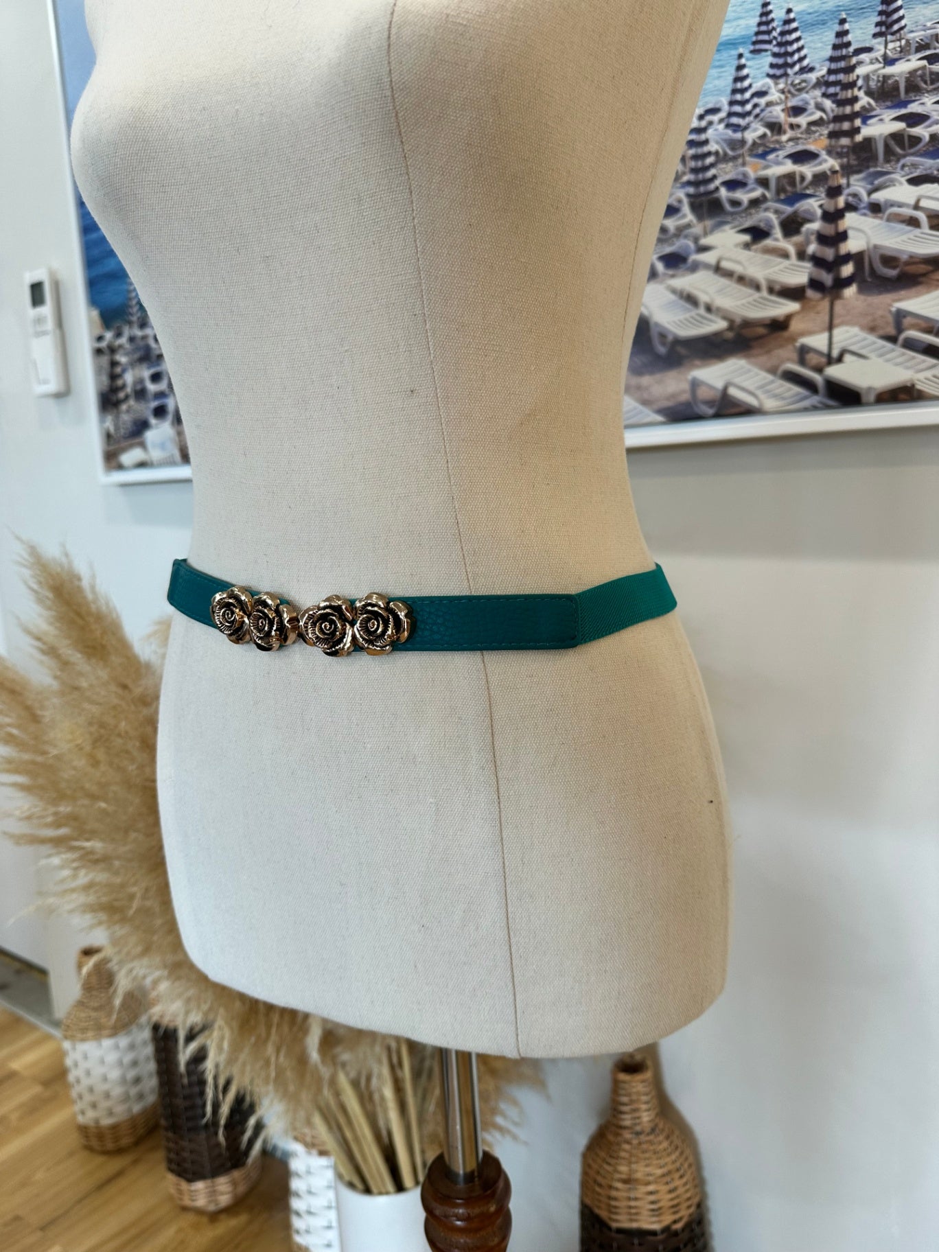 Dangerfield - Belt - Small Teal w Rose 