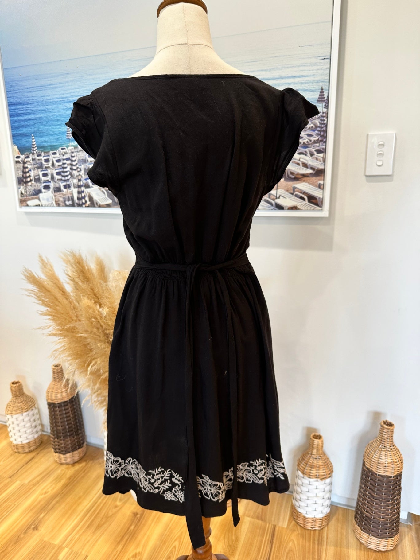 [SALE] Jeanswest - Black Boho Embroidered Dress - Size 10